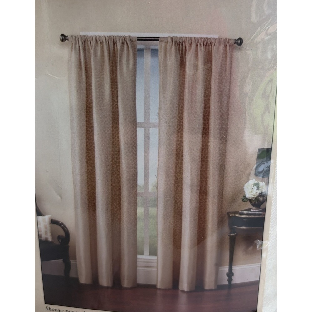 Peri Home Interlined Taffeta Rod Pocket 54" x 120" Curtain Panel X 2 Eggshell S2